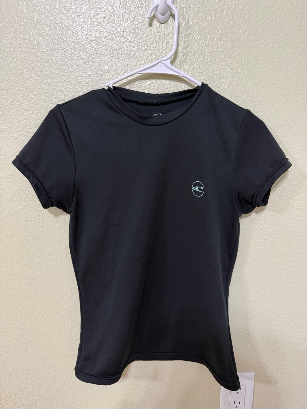 O'Neill Black Short Sleeve Women's Swim Tee with Small Mint Logo